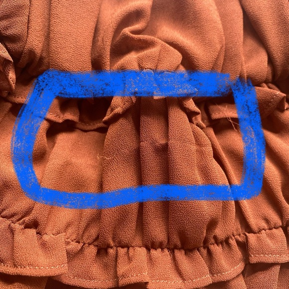 ASTR The Label Nutmeg ruched ruffle short sleeve top stretch chiffon lined brown - Picture 8 of 8